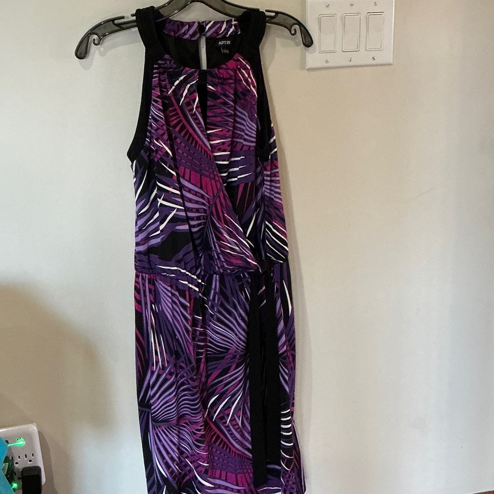 Apt. 9 Purple and Black Patterned Midi Dress